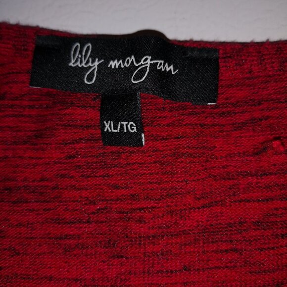 2 / $30.00 - Lily Morgan Ladies Size XL 1/4 Zip Red with Black Tweed Maxi Dress - Picture 3 of 10